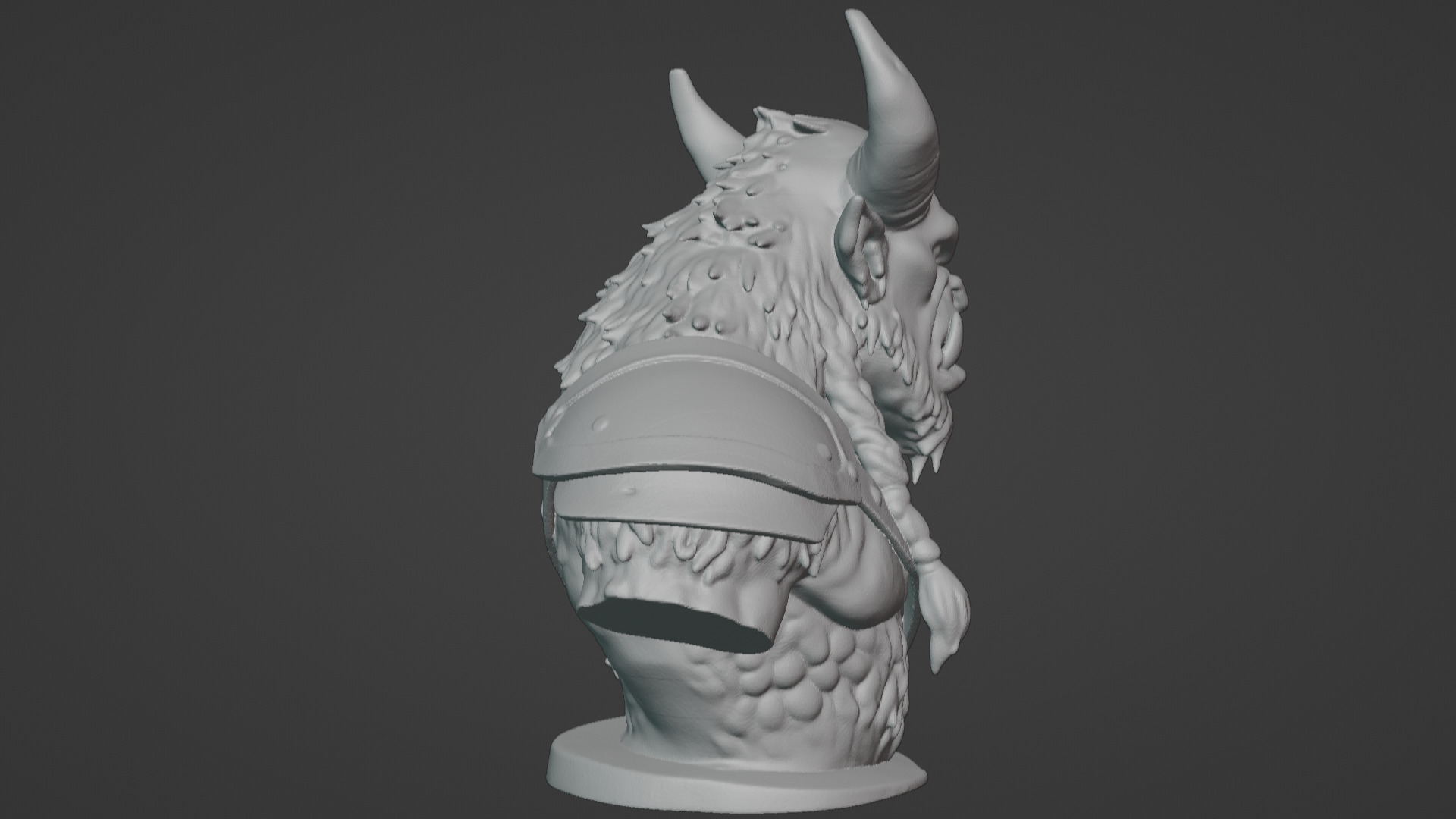 Feral Beastman Warlord Bust  3D print model_27