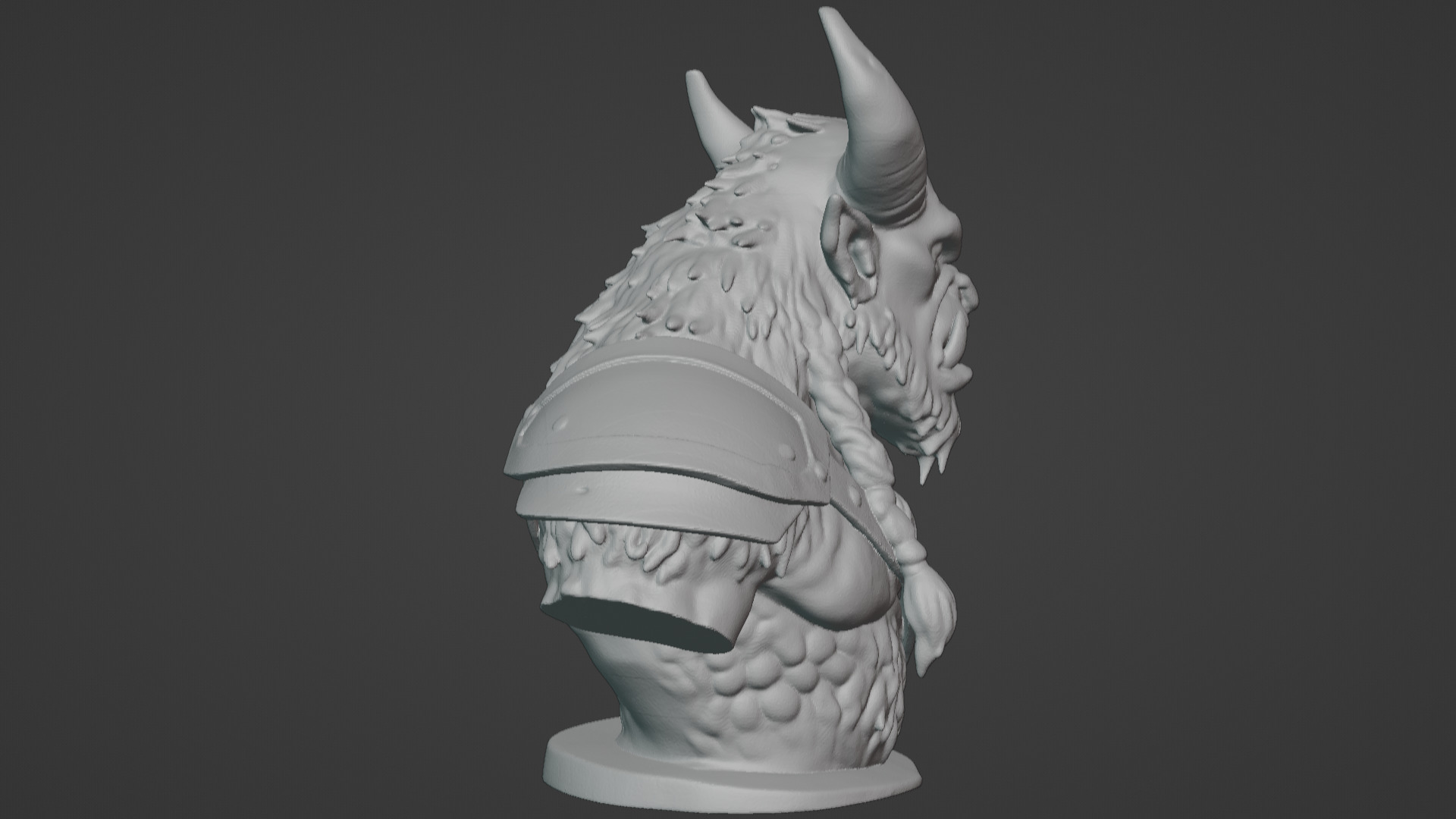 Feral Beastman Warlord Bust  3D print model_24