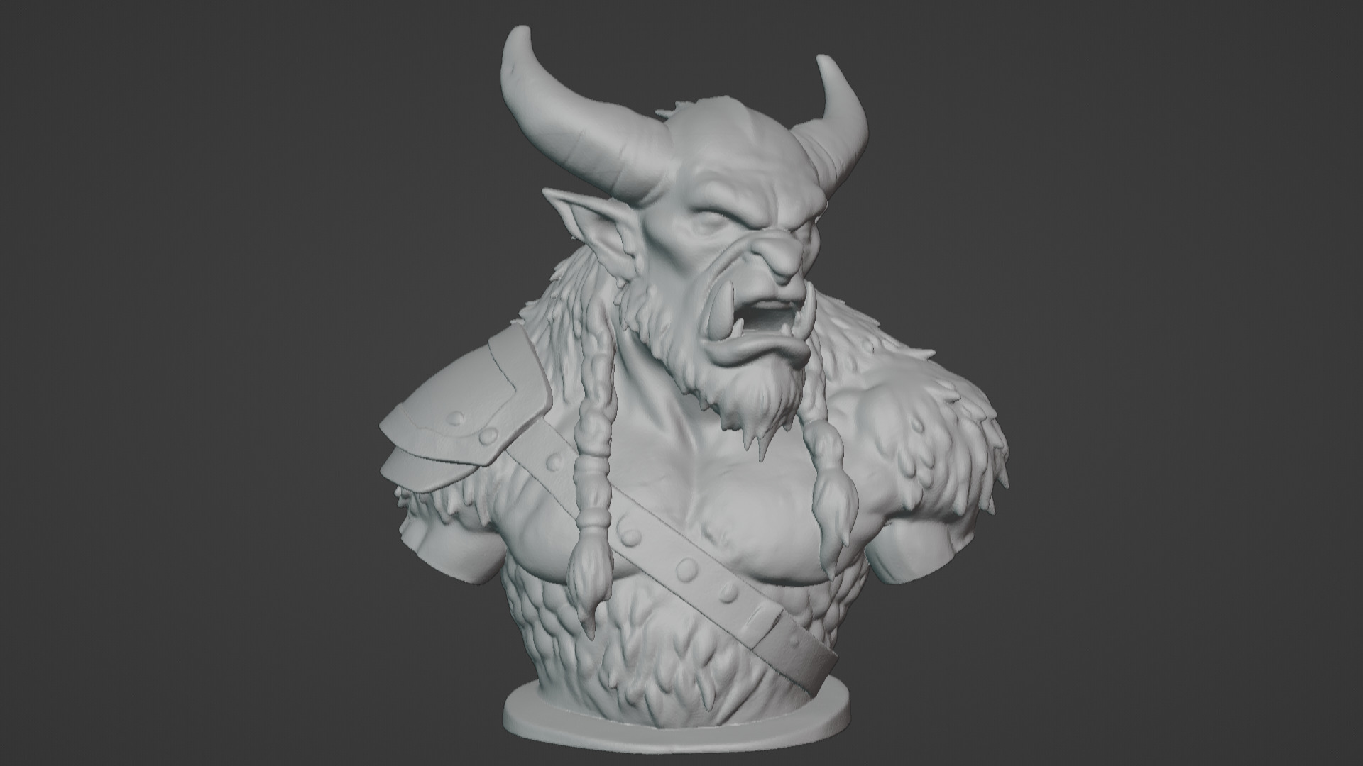 Feral Beastman Warlord Bust  3D print model_2