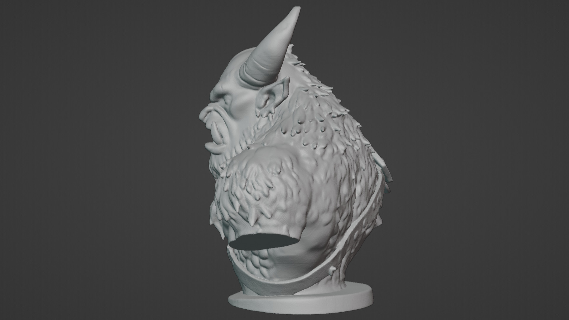 Feral Beastman Warlord Bust  3D print model_64