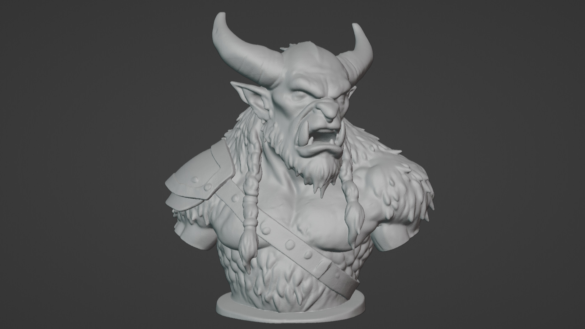 Feral Beastman Warlord Bust  3D print model_6