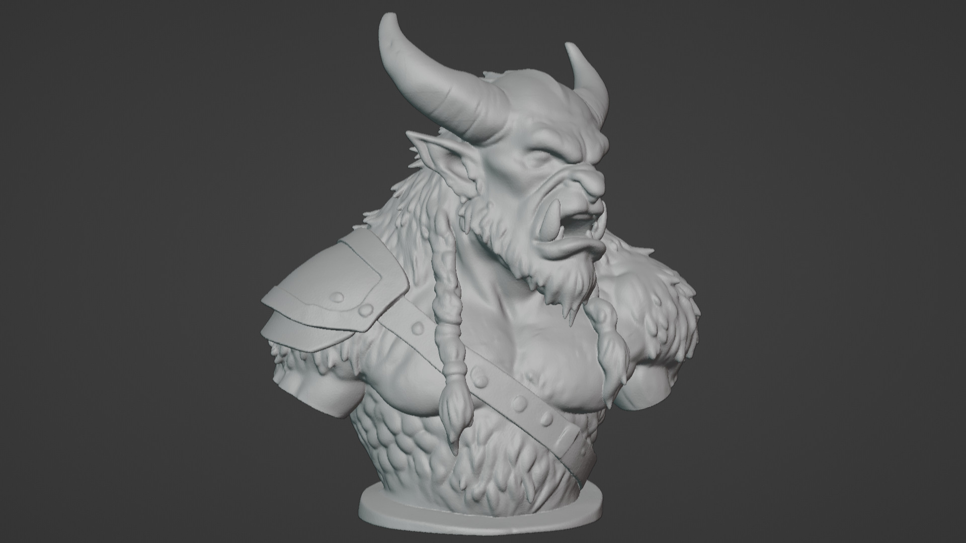 Feral Beastman Warlord Bust  3D print model_7