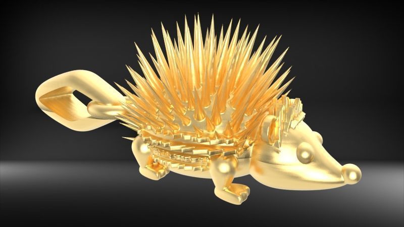 Porcupine Pendant Necklace Charm Bracelet Jewelry 3D print model_9