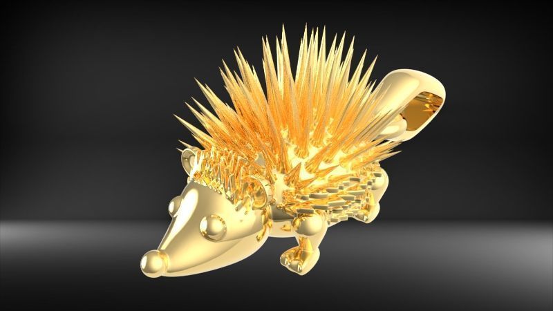 Porcupine Pendant Necklace Charm Bracelet Jewelry 3D print model_3