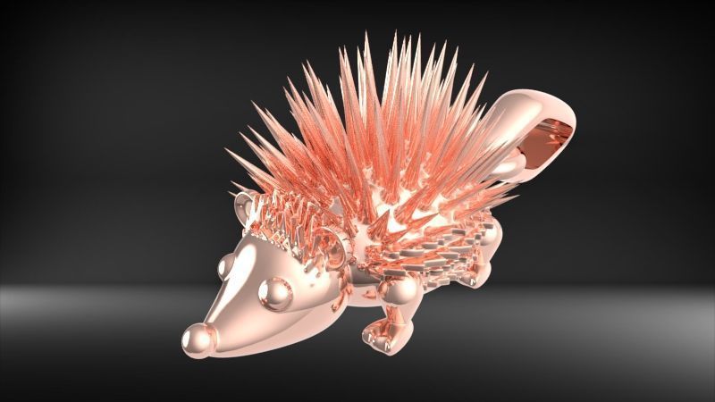 Porcupine Pendant Necklace Charm Bracelet Jewelry 3D print model_12