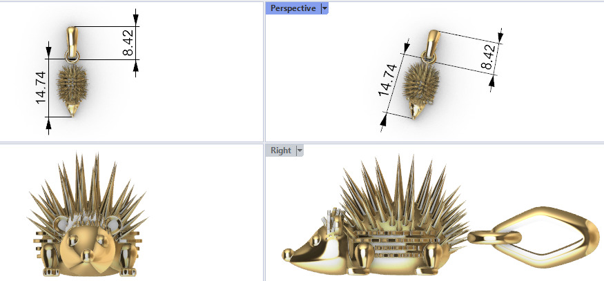 Porcupine Pendant Necklace Charm Bracelet Jewelry 3D print model_22