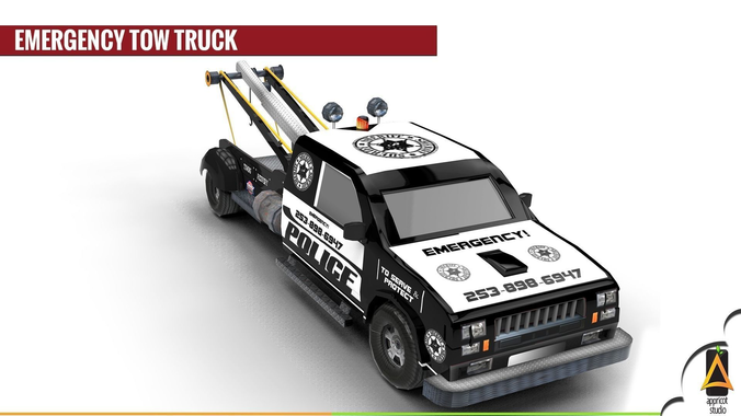 Emergency Tow truck Low-poly 3D model