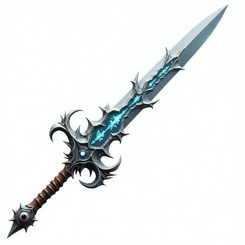 Blue Ice Frostbane Sword 3D Model Low-poly 3D model