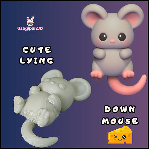 Cute Lying Down Mouse 3D print model