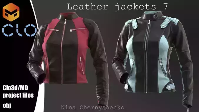 Leather jackets 7 - Marvelous Designer project and OBJ