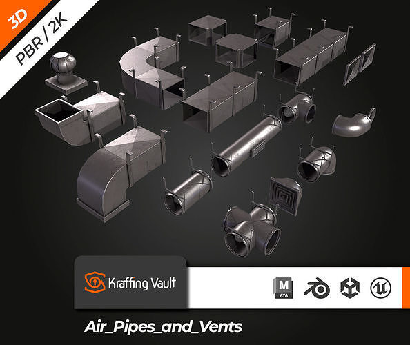 Air Pipes Vents Low-poly 3D model