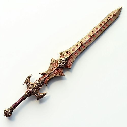 Imperial Gold Celestial Blade Ancient Mythical Sword 3D Model Low-poly 3D model