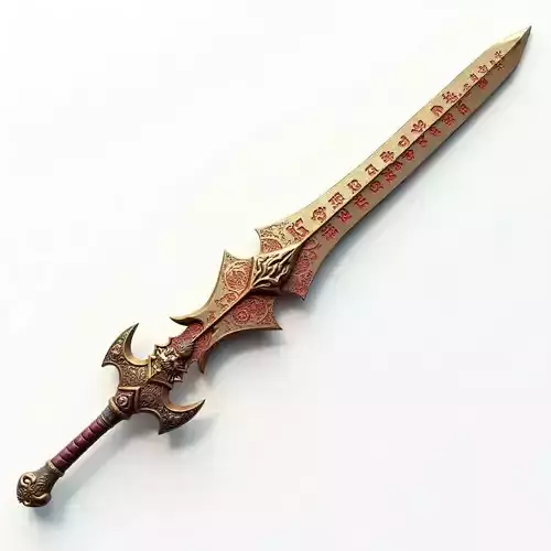 Imperial Gold Celestial Blade Ancient Mythical Sword 3D Model Low-poly 3D model