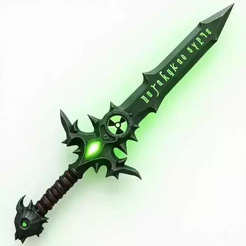 Green Toxic Sword Radioactive Apocalypse Blade 3D Model