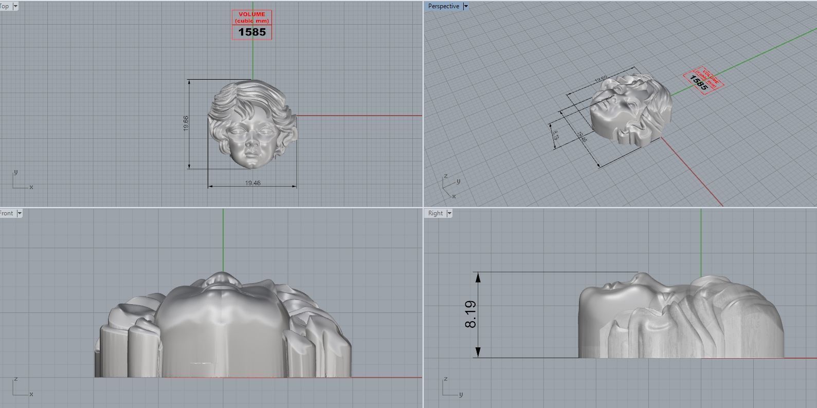 angel face head 3D print model_4