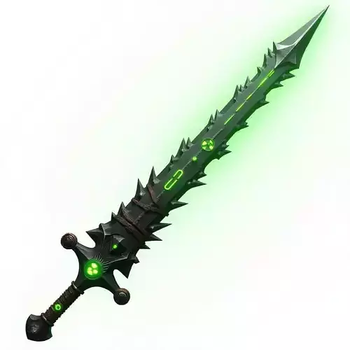 Toxic Green Venomous Core Biomechanical Sword 3D Model