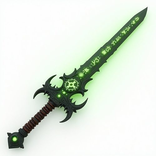  Green Sword Necro Pulse Quantum Decay Blade 3D Model Low-poly 3D model