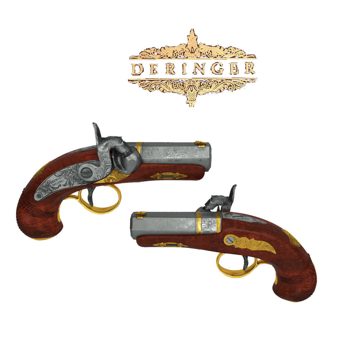 Weapon set of Philadelphia Deringer 3D model_4