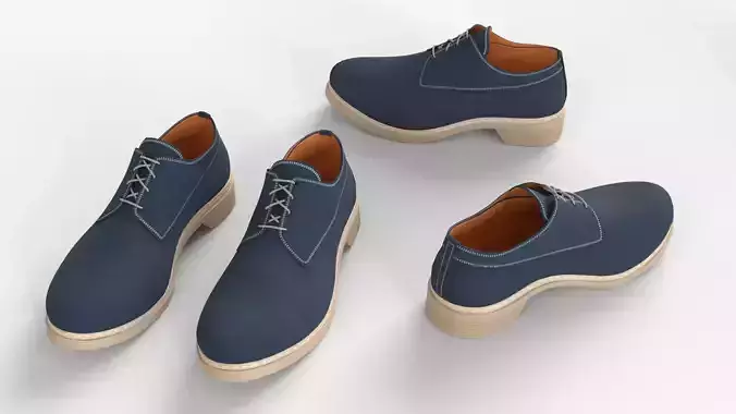 Derbies Shoes Blue leather Suede