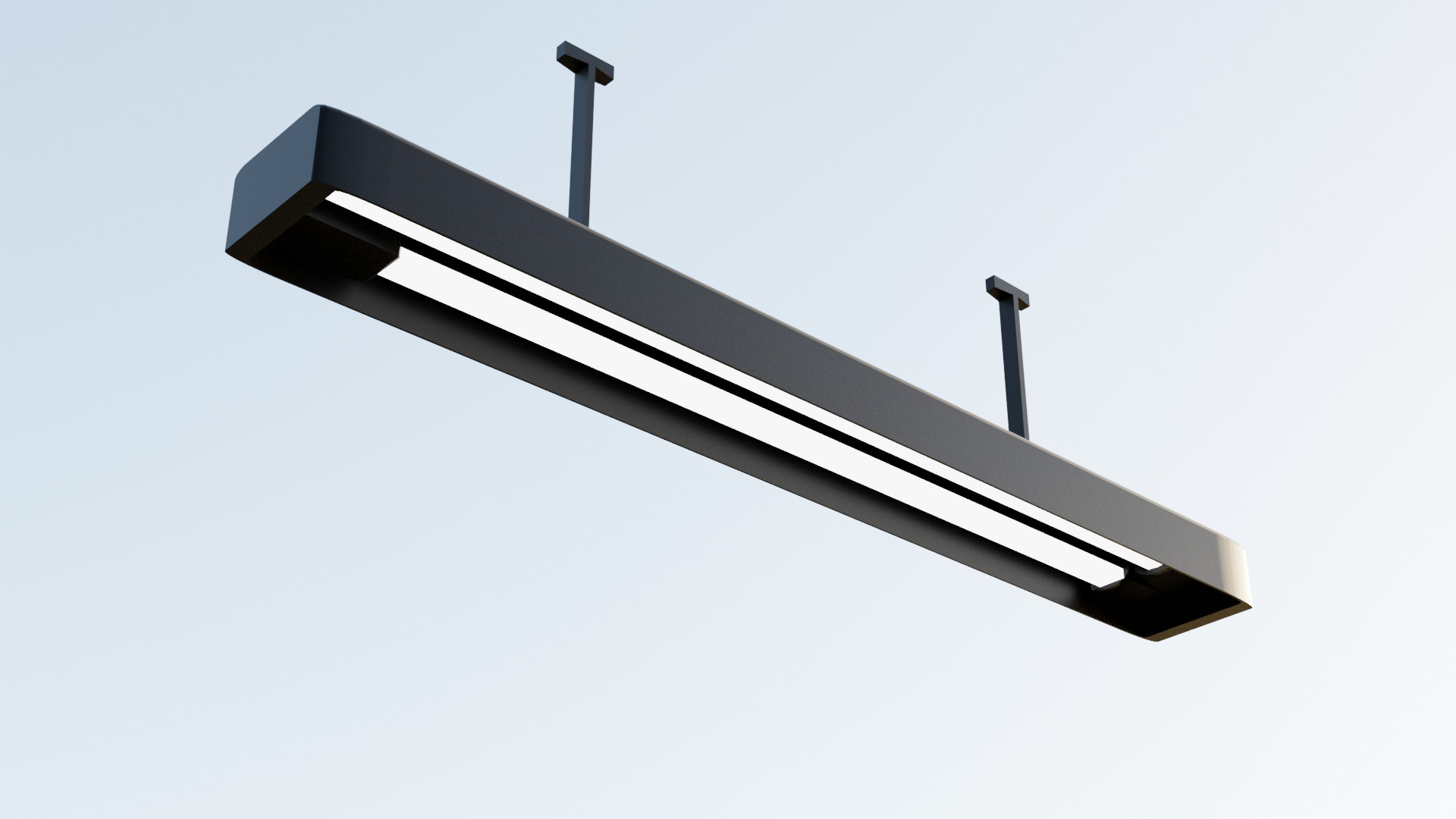 Low Poly Vault Fluorescent Ceiling Light Fallout Game Ready Low-poly 3D model_1