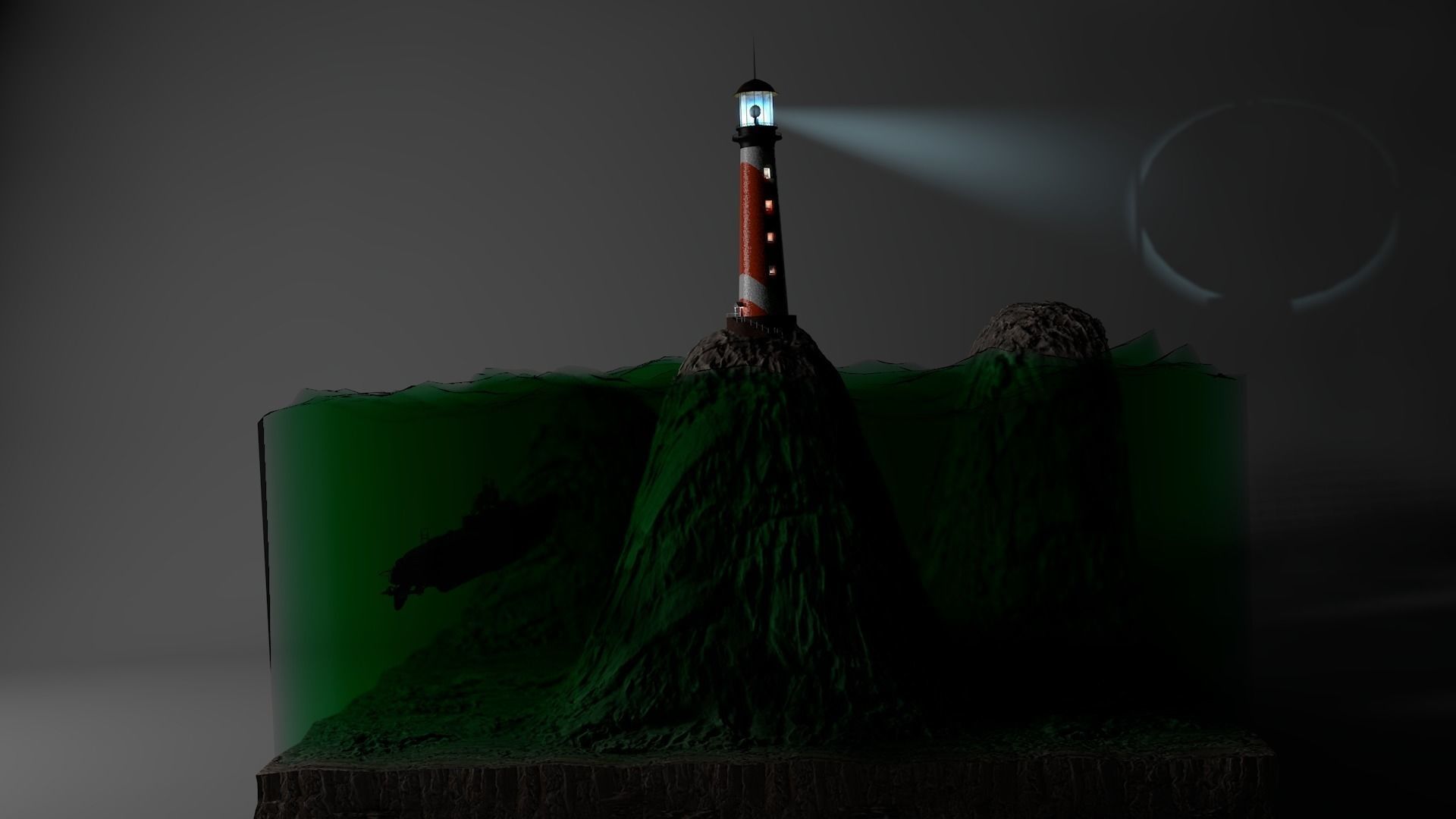 Submarine in Green Glas Free 3D model_2