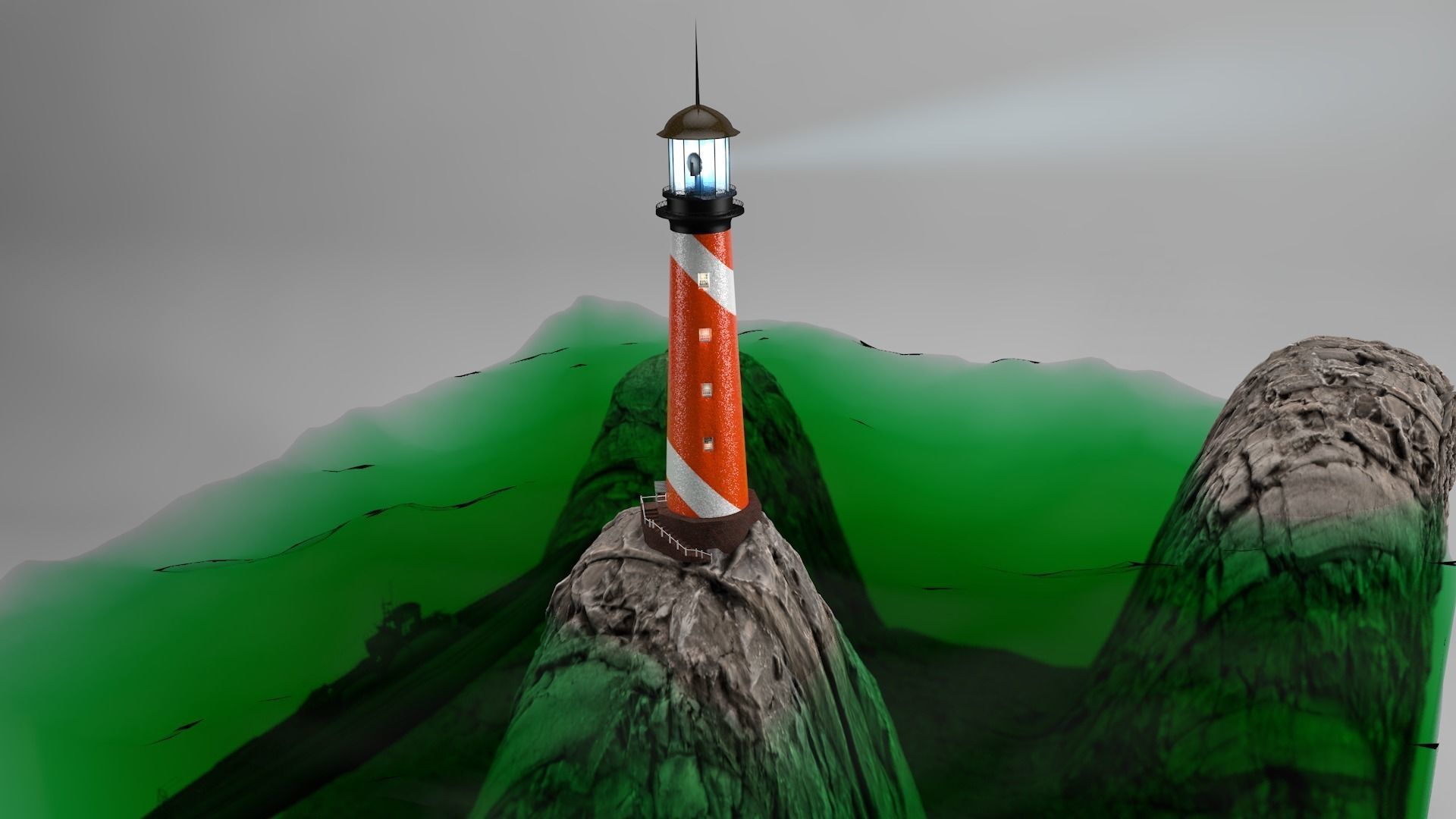 Submarine in Green Glas Free 3D model_0