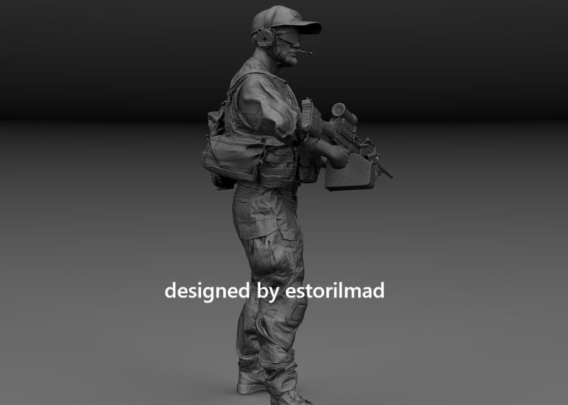 SPECIAL FORCES SOLDIER HEAVY MACHINE GUN 3D print model_2