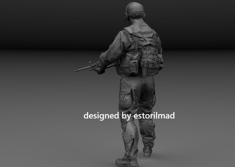 SPECIAL FORCES SOLDIER HEAVY MACHINE GUN 3D print model_3