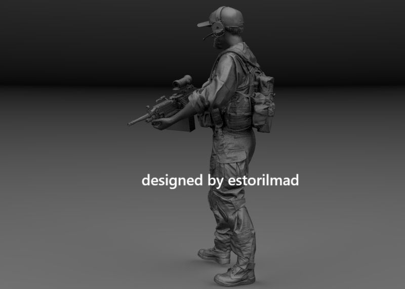 SPECIAL FORCES SOLDIER HEAVY MACHINE GUN 3D print model_4