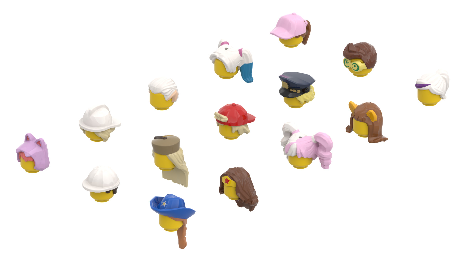 TwindBricks3D - Minifigure Hair pack 12 3D print model_1