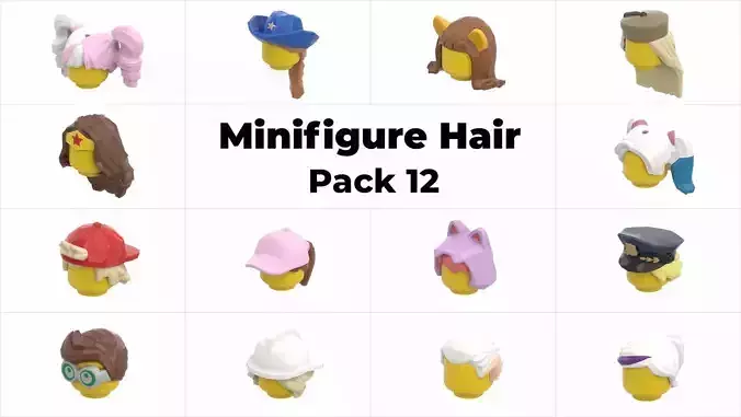 TwindBricks3D - Minifigure Hair pack 12