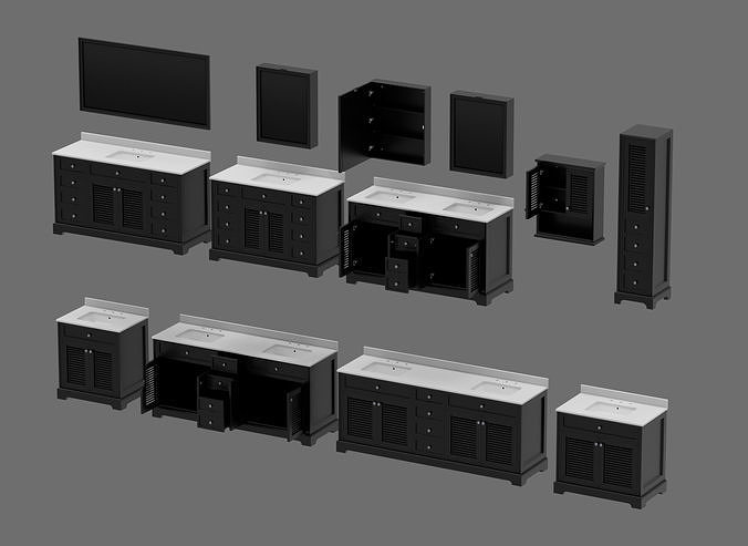 Vanity Cabinets - Batch BB - 13 Models 3D model
