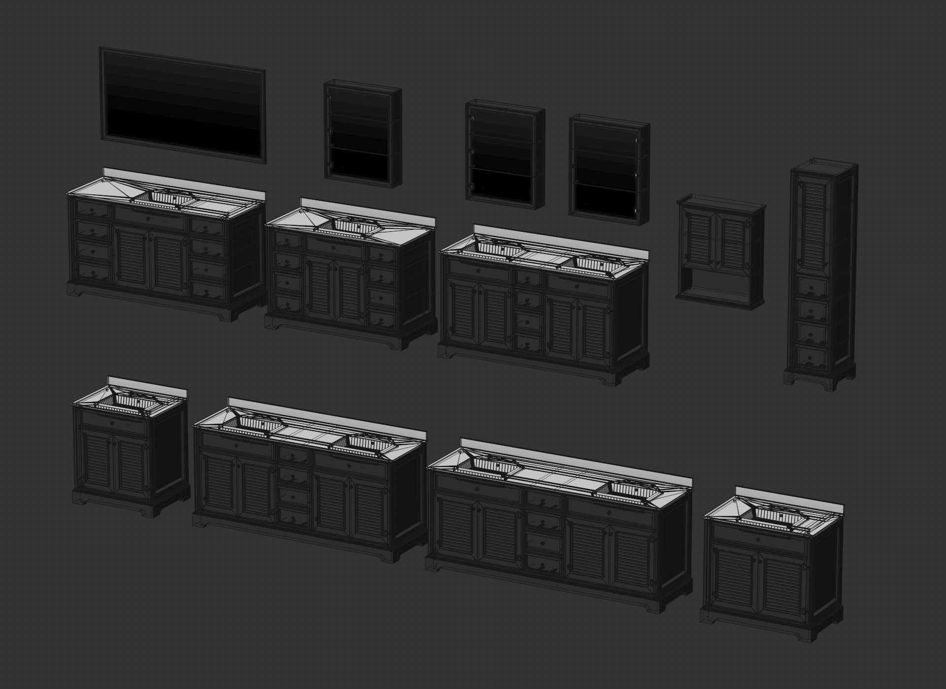 Vanity Cabinets - Batch BB - 13 Models 3D model_8