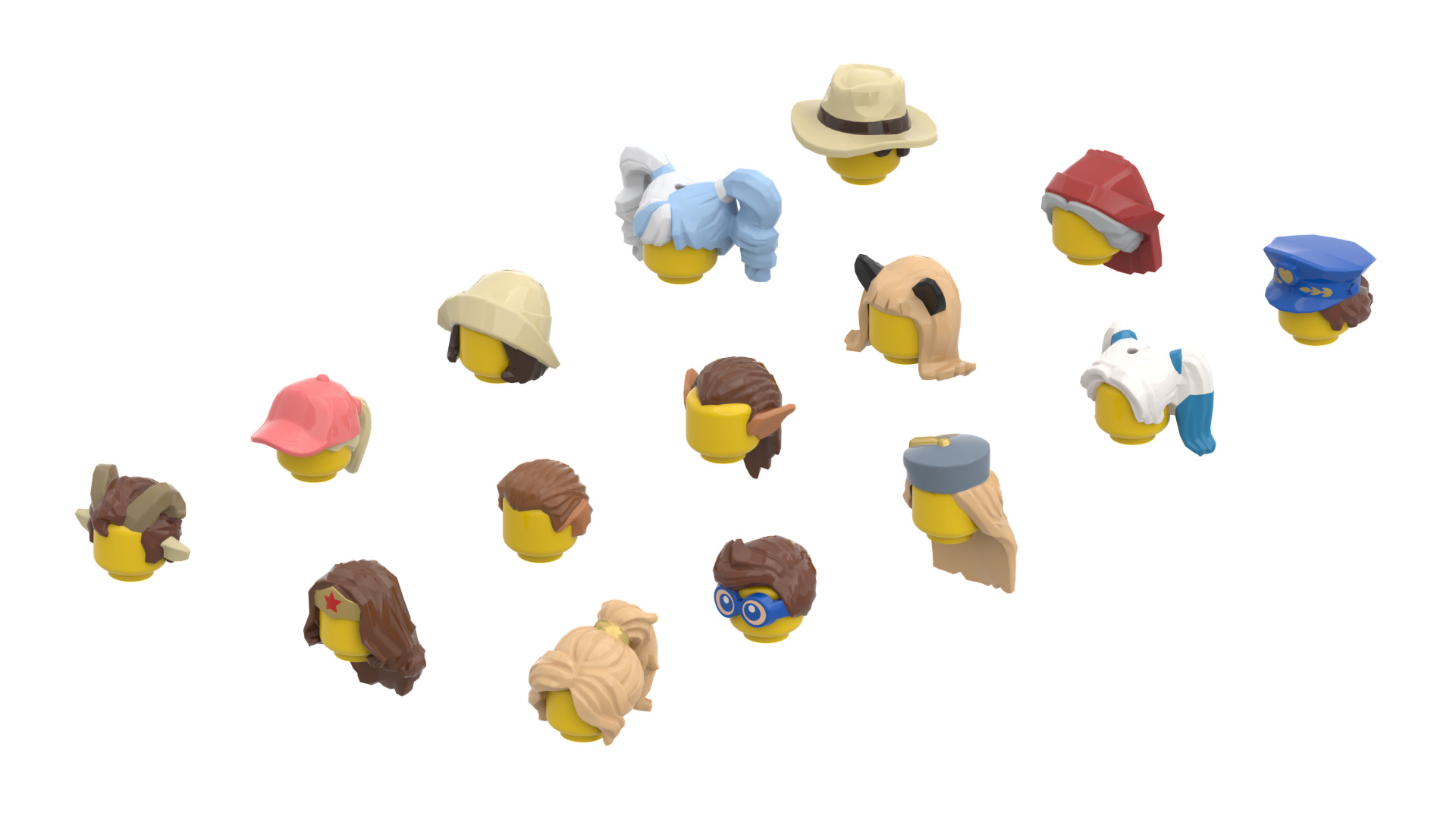 TwindBricks3D - Minifigure Hair pack 13 3D print model_1