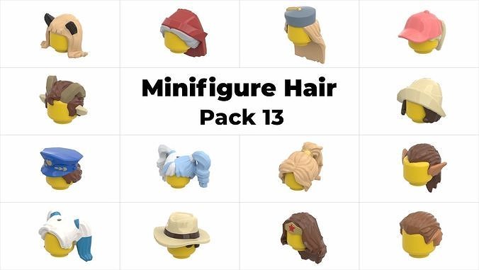 TwindBricks3D - Minifigure Hair pack 13 3D print model