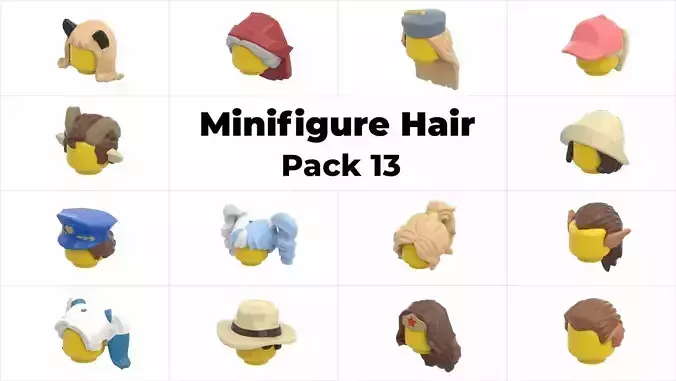 TwindBricks3D - Minifigure Hair pack 13