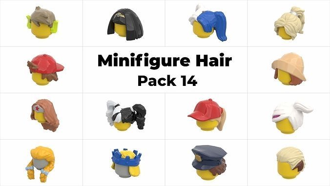 TwindBricks3D - Minifigure Hair pack 14 3D print model
