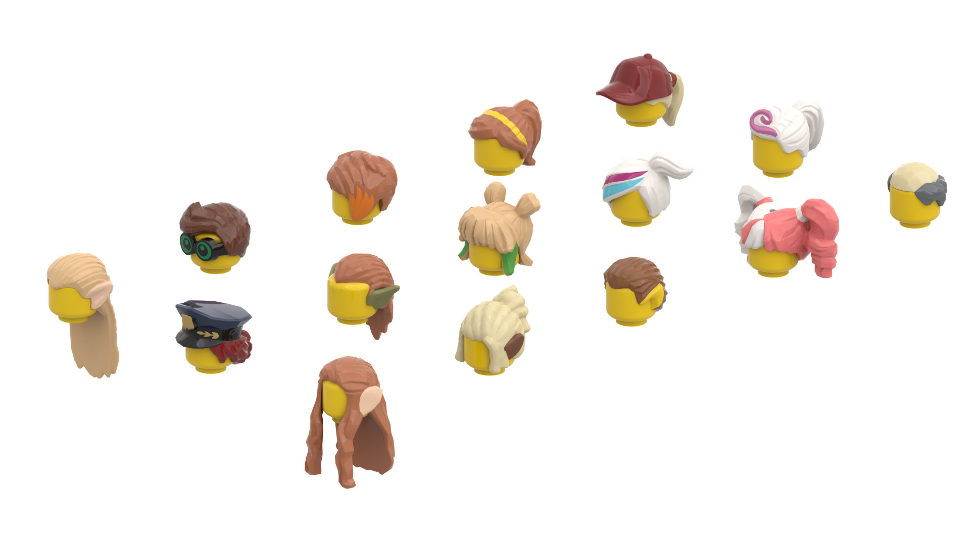 TwindBricks3D - Minifigure Hair pack 15 3D print model_1
