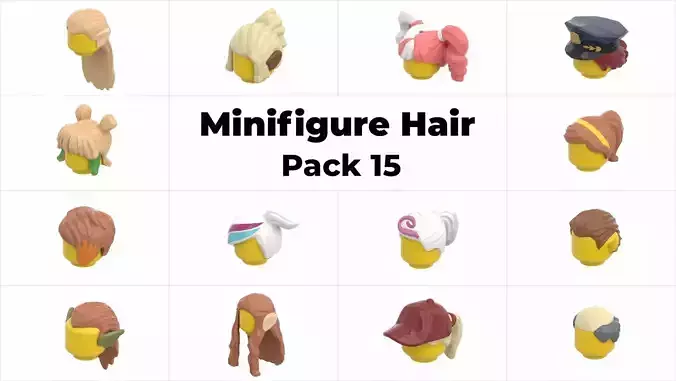 TwindBricks3D - Minifigure Hair pack 15