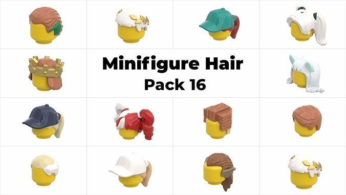 TwindBricks3D - Minifigure Hair pack 16 3D print model
