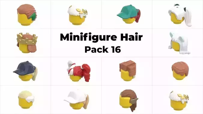TwindBricks3D - Minifigure Hair pack 16