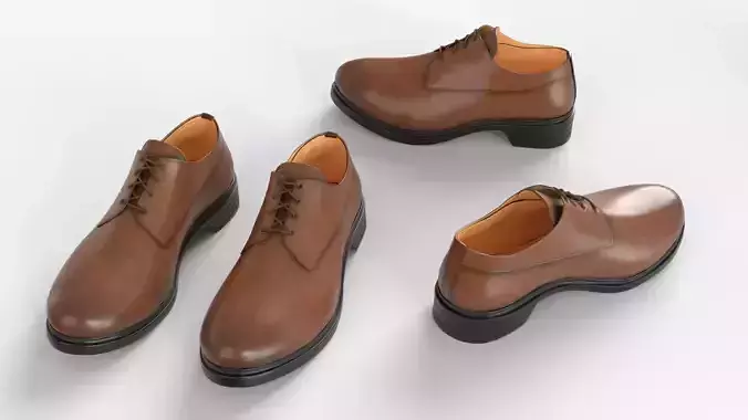Dark Brown Leather Derbies Shoes  