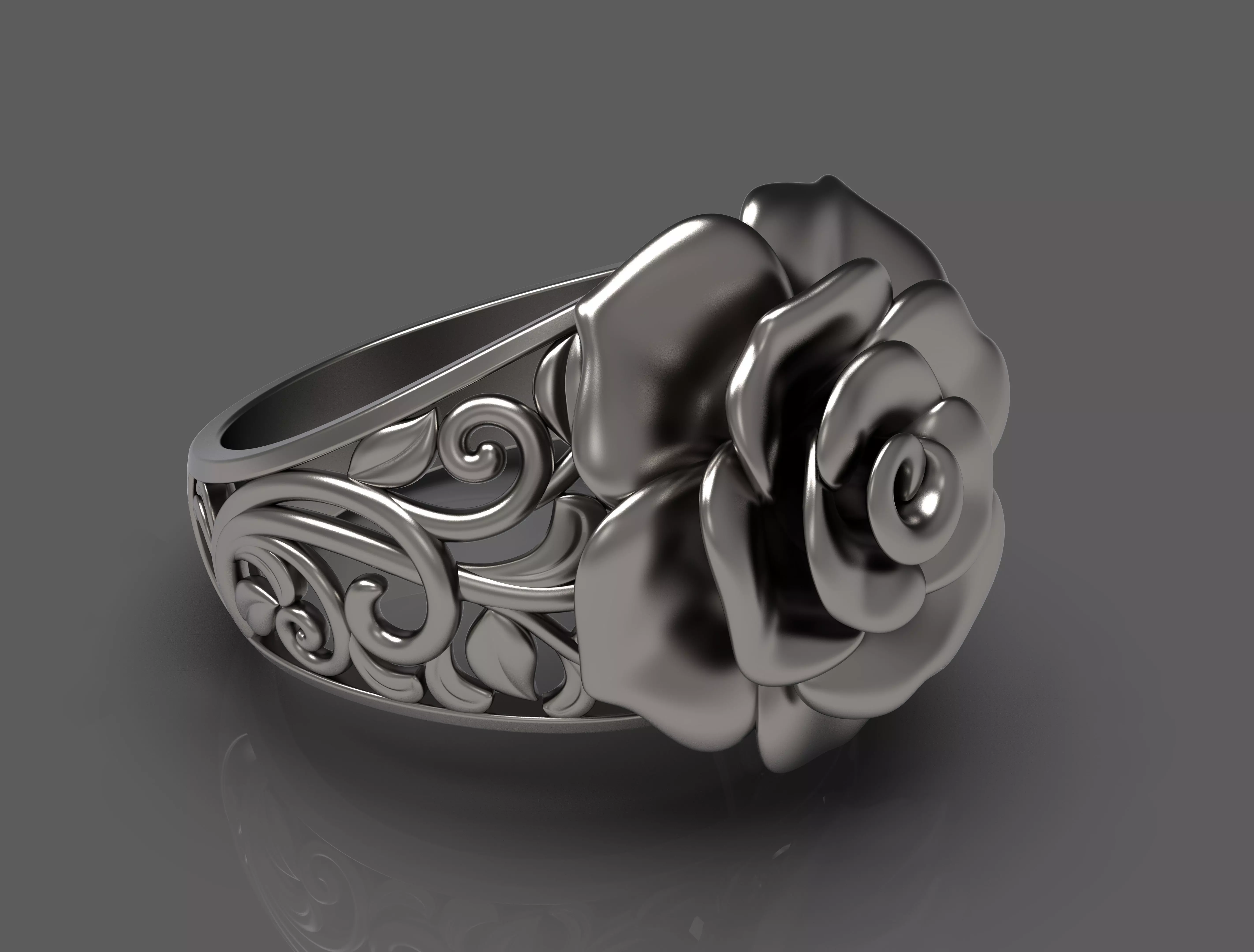 The Gold Rose Ring 3D print model_2