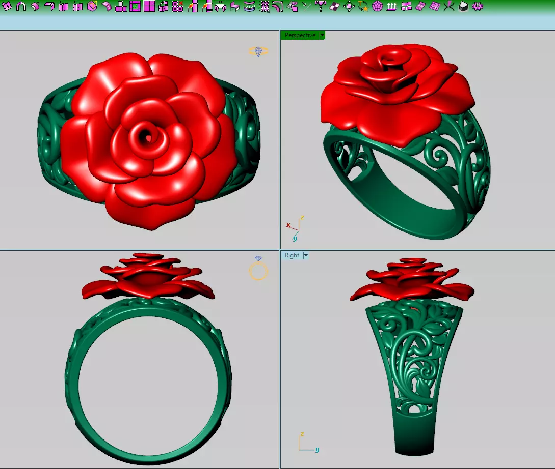 The Gold Rose Ring 3D print model_7