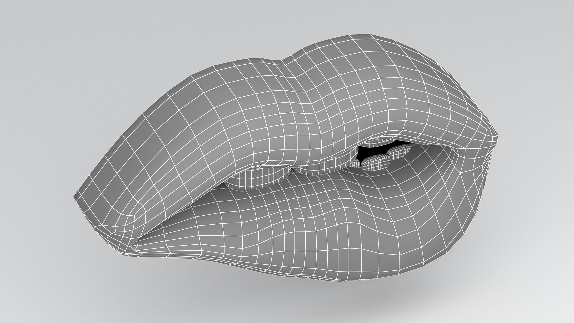 Red lips biting 3D model_8