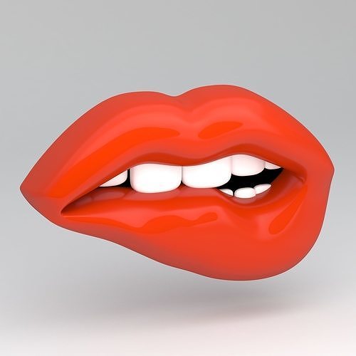 Red lips biting 3D model