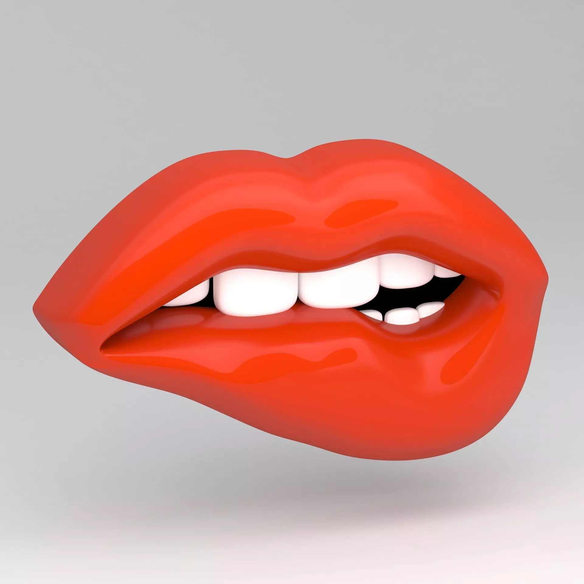 Red lips biting 3D model_0