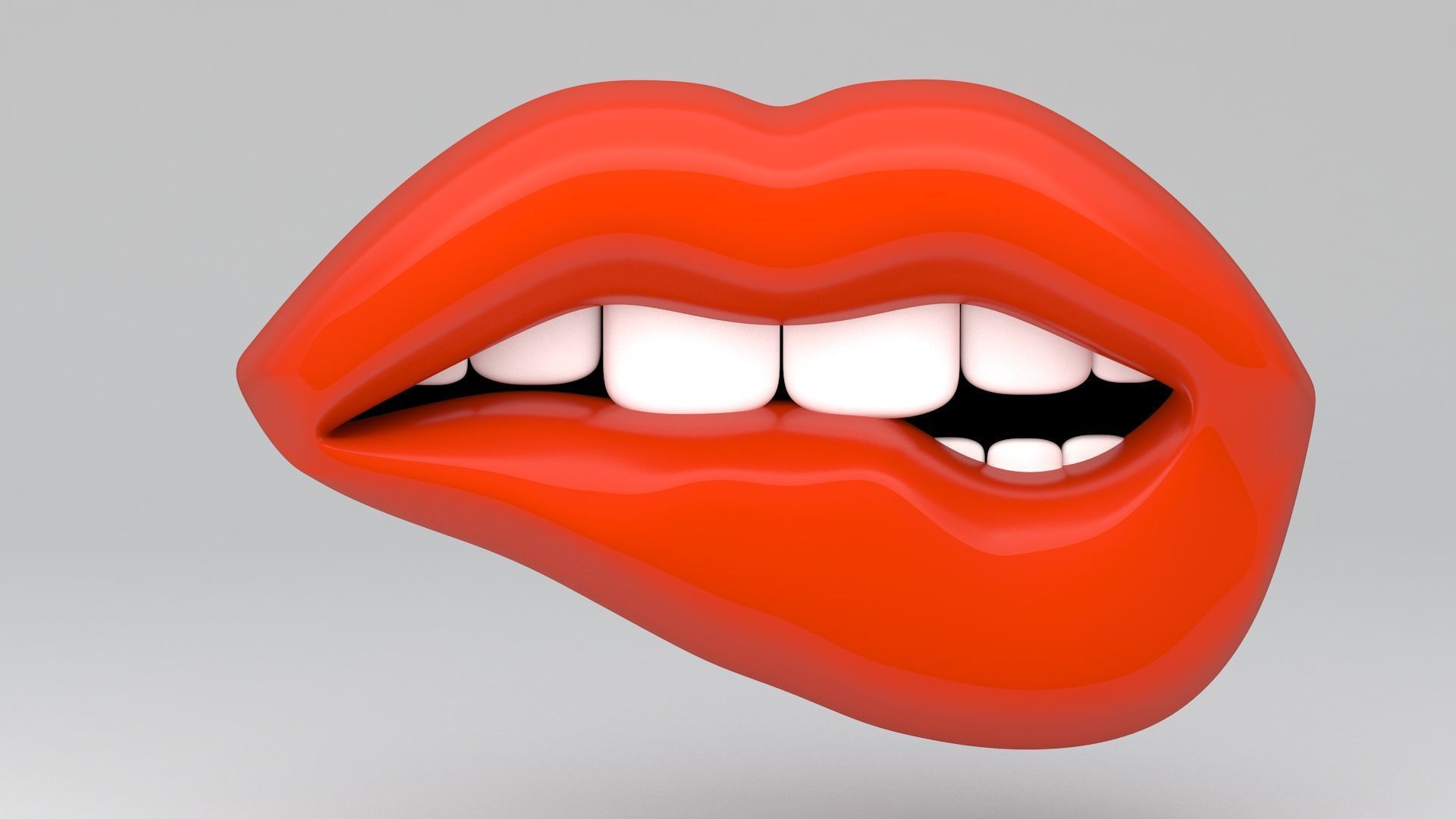 Red lips biting 3D model_5