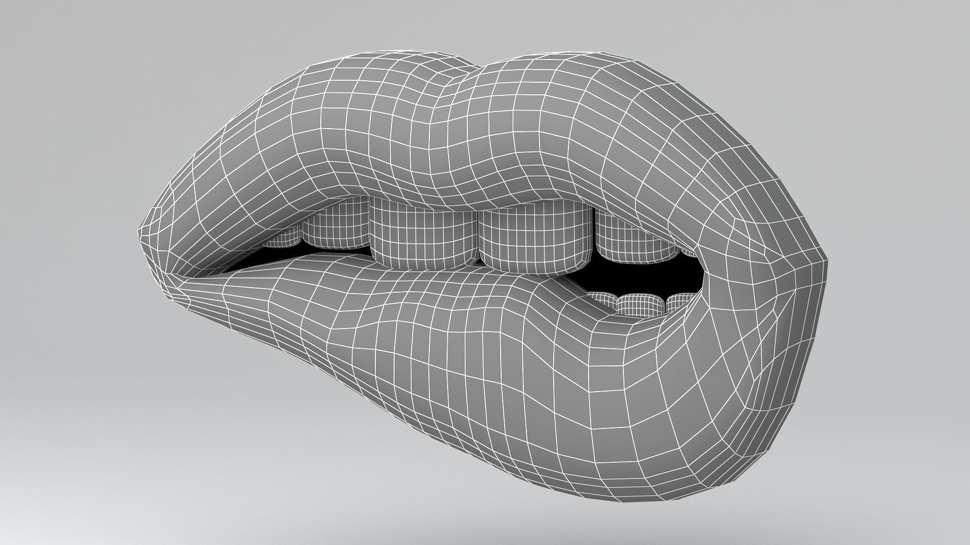 Red lips biting 3D model_7
