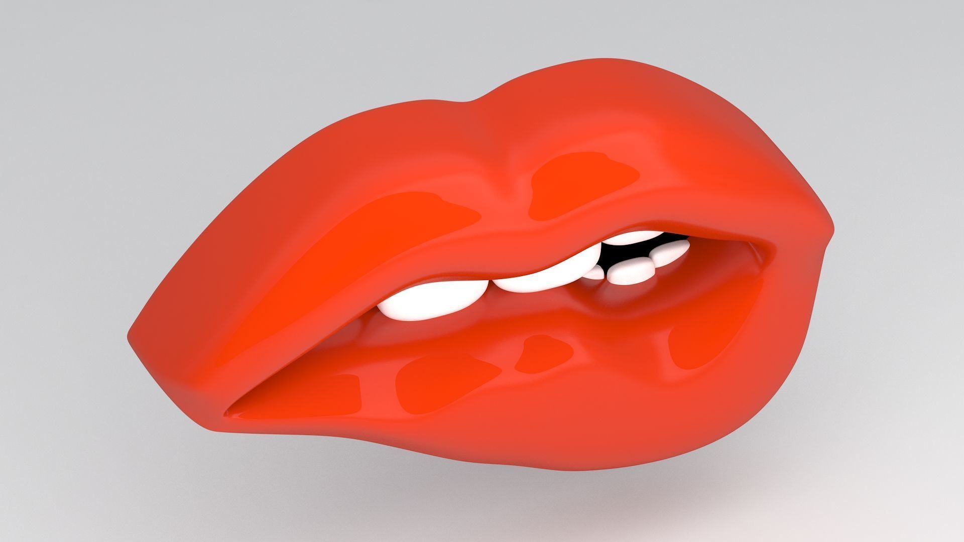 Red lips biting 3D model_3